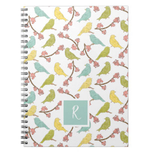 Birds & Blooms Waterverf Sketch Monogrammed Notitieboek
