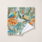 Birds Chinoiserie Mint Orange (Gant de toilette)