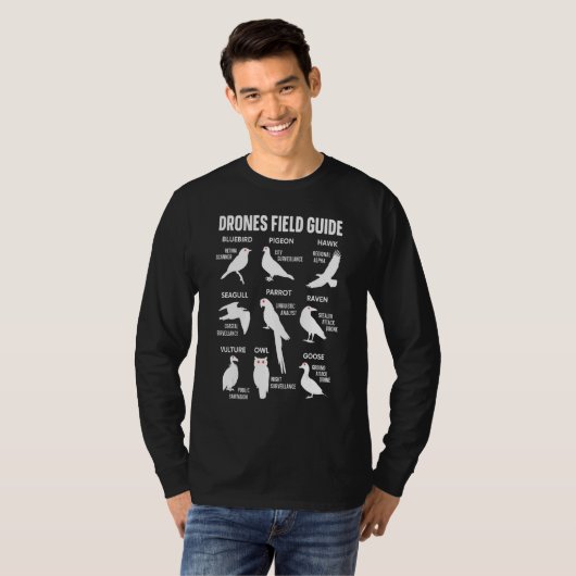 Birds Drones Field Guide They Arenu2019t Real Funn T-shirt (Voorkant volledig)
