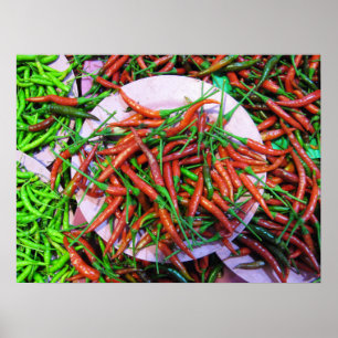 Bird's Eye Chili Peppers Poster