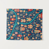 Bird's eye uitzicht. Houses, bos, dwergen, beren,  Wandkleed (Voorkant (horizontaal))