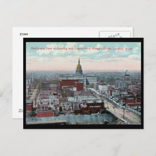 Bird's Eye Uitzicht, Lansing, MI c1915  Briefkaart (Voorkant / Achterkant)