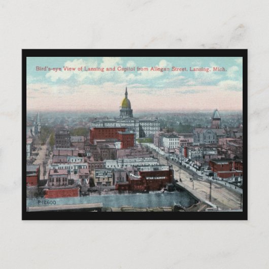 Bird's Eye Uitzicht, Lansing, MI c1915  Briefkaart (Voorkant)
