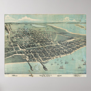 Bird's Eye Uitzicht Map of Corpus Christi Texas 18 Poster