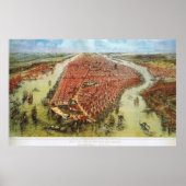 Bird's Eye Uitzicht of Manhattan, Bachmann 1865 Pr Poster (Voorkant)