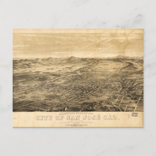 Bird's Eye Uitzicht of San Jose, California (1869) Briefkaart