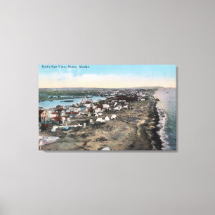 Bird's Eye Uitzicht of TownNome, AK Canvas Afdruk