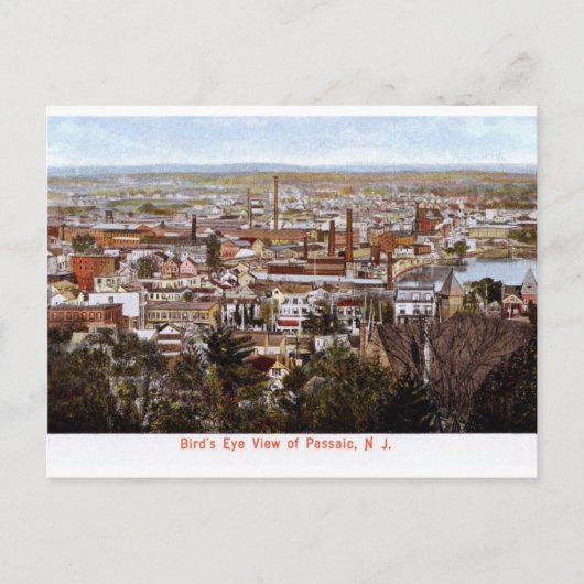 Bird's Eye Uitzicht, Passaic, NJ 1906  Briefkaart (Voorkant)