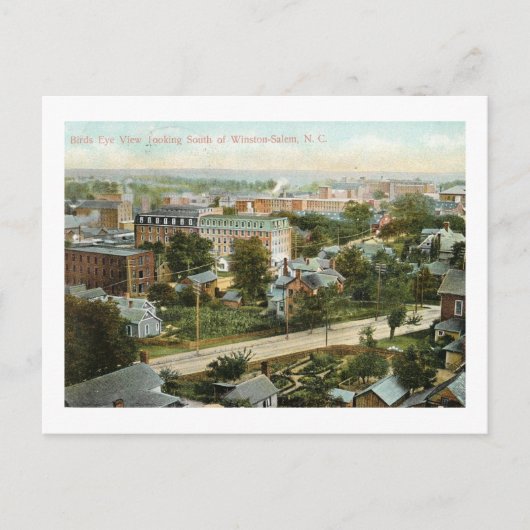 Bird's Eye Uitzicht, Winston Salem, NC Vintage Briefkaart (Voorkant)