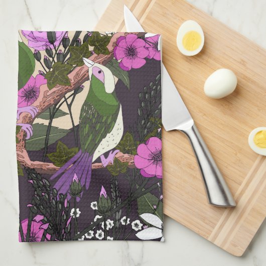 Birds In the Flowers Theedoek (Quarter Fold)