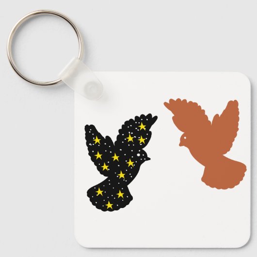 Birds Keychain – Twin Soar Minimal Silhouette (Voorkant)