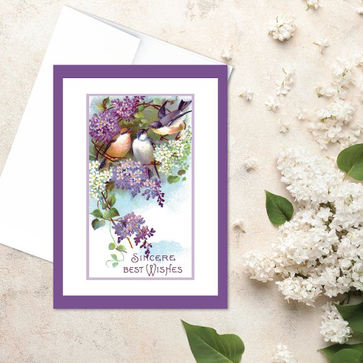 Birds Lilacs Birthday Kaart
