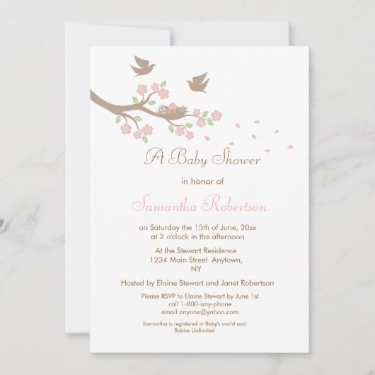 Birds Nest Baby shower Invitation Kaart (Voorkant)