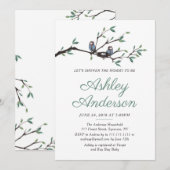 Birds Nest Baby shower Invitation Kaart (Voorkant / Achterkant)