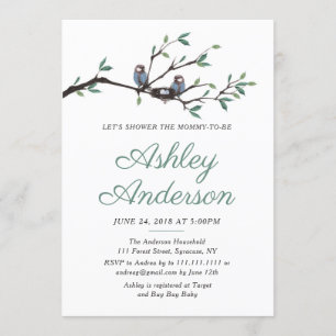 Birds Nest Baby shower Invitation Kaart