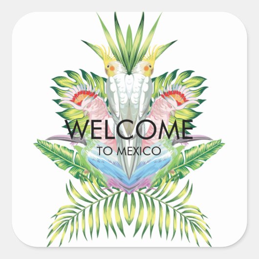 Birds of Paradise Bruiloft Welkom Sticker (Voorkant)