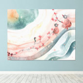 Birds on a Heart Branch Canvas Afdruk (Insitu (Houten vloer))
