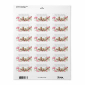  Birds Pink Cherry Blossom RSVP Etiket (Full Sheet)