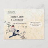Birds Save the Date Damask Aankondigingskaart (Achterkant)