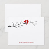 Birds Silhouettes Merci Cartes - Rouge - (Devant / Derrière)