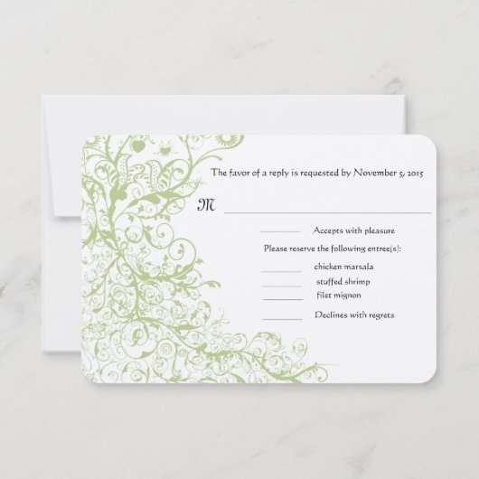 Birds & Swirls #28 Wedding RSVP Response Card (Dos)
