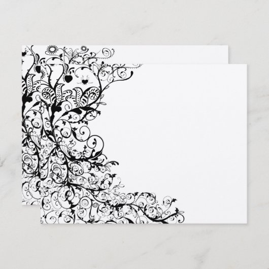 Birds & Swirls Wedding RSVP Response Card #31g (Devant / Derrière)