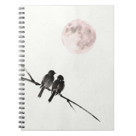 Birds Under Blush Moon Notebook Notitieboek