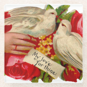  Birds Victoriaans Love Dove Classic Art Glazen Onderzetter