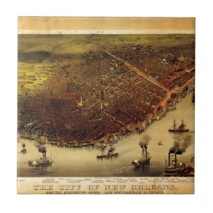 Birdseye-kaart van New Orleans (1885) Tegeltje