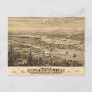 Birdseye uitzicht of Olympia, Washington (1879) Briefkaart