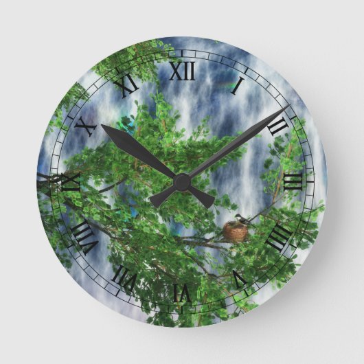 Birdsnest Herfst Clock Ronde Klok (Voorkant)