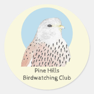 Birdwatch Club Waterverf Bird Kestrel Ronde Sticker