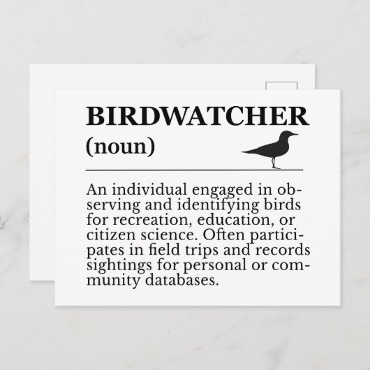 Birdwatcher Definition Observation Identification Briefkaart (Voorkant / Achterkant)