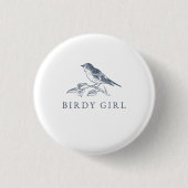 Birdy Meisje Vogel Watcher Button (Voorkant)