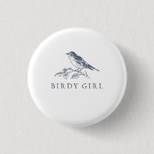 Birdy Meisje Vogel Watcher Button