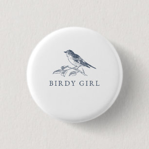 Birdy Meisje Vogel Watcher Button