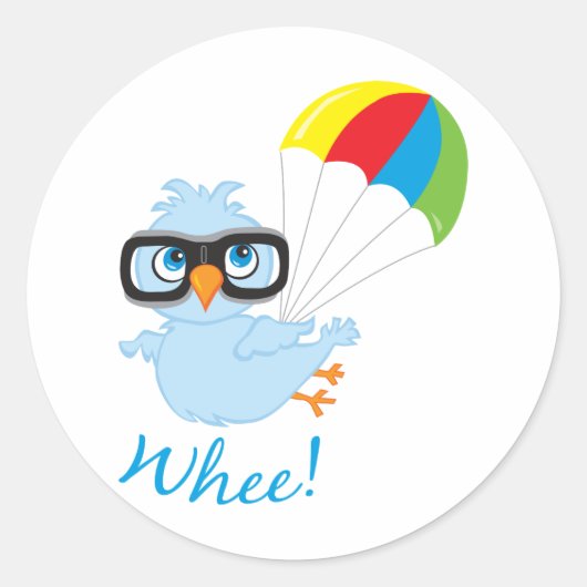 Birdy Parachute Ronde Sticker (Voorkant)