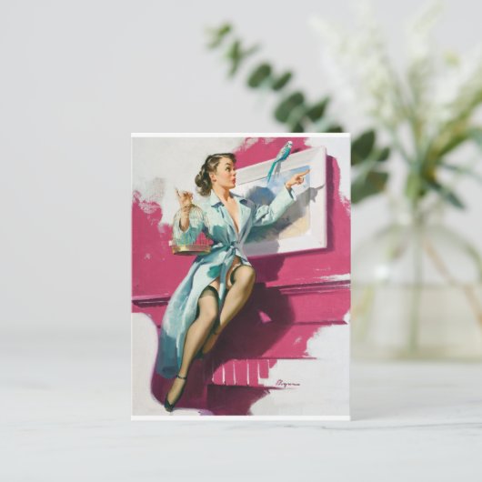 Birdy Pin Up Briefkaart (Staand voorkant)