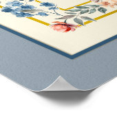 Birkat Habayit Hebreeuws Engels Floral on Blue Art Poster (Hoek)