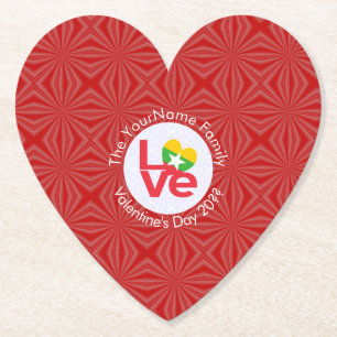 Birma Myanmar Rood LIEFDE Vlag Gepersonaliseerd Kartonnen Onderzetters