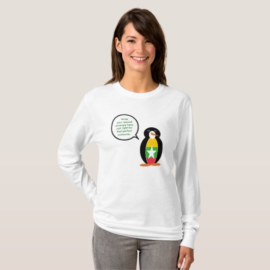 Birma Myanmar Talking Ms Penguin gepersonaliseerd T-shirt (Voorkant volledig)