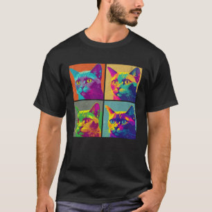 Birmaanse Kat Pop Illustratie Kleurrijk Dier Manne T-shirt