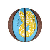 Birmaanse python slang cartoon illustratie basketbal (Verticaal)
