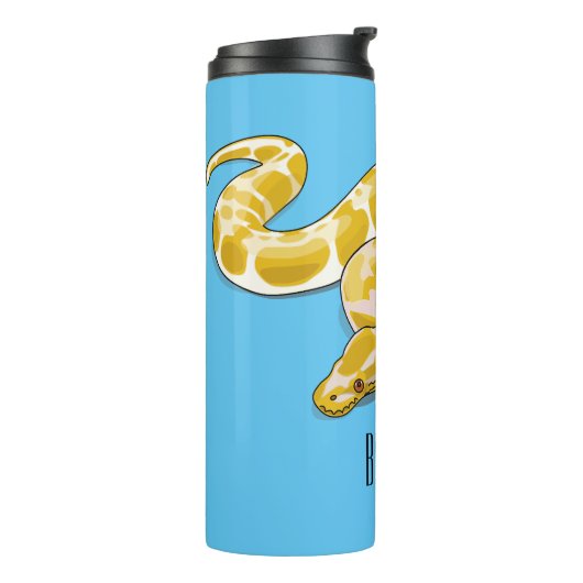 Birmaanse pythonslang cartoonillustratie thermosbeker (Gedraaid links)