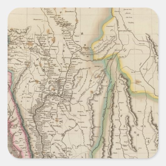 Birmah, Anam, Siam, Thailand Vierkante Sticker (Voorkant)