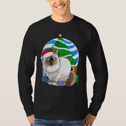 Birman Cat Cute Santa-kerstboomdecor T-shirt (Voorkant)