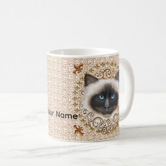 Birman Cat Fleur De Lis mug Koffiemok (Voorkant rechts)