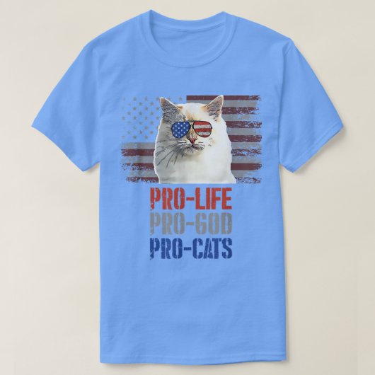Birman Cat Pro Life Pro God Pro Cats American Flag T-shirt (Design voorkant)