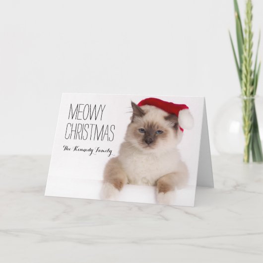 Birman Cat Santa Feestdagen Kaart (Voorkant)