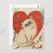 Birman Cat Valentijnsdag Briefkaart (Voorkant / Achterkant)